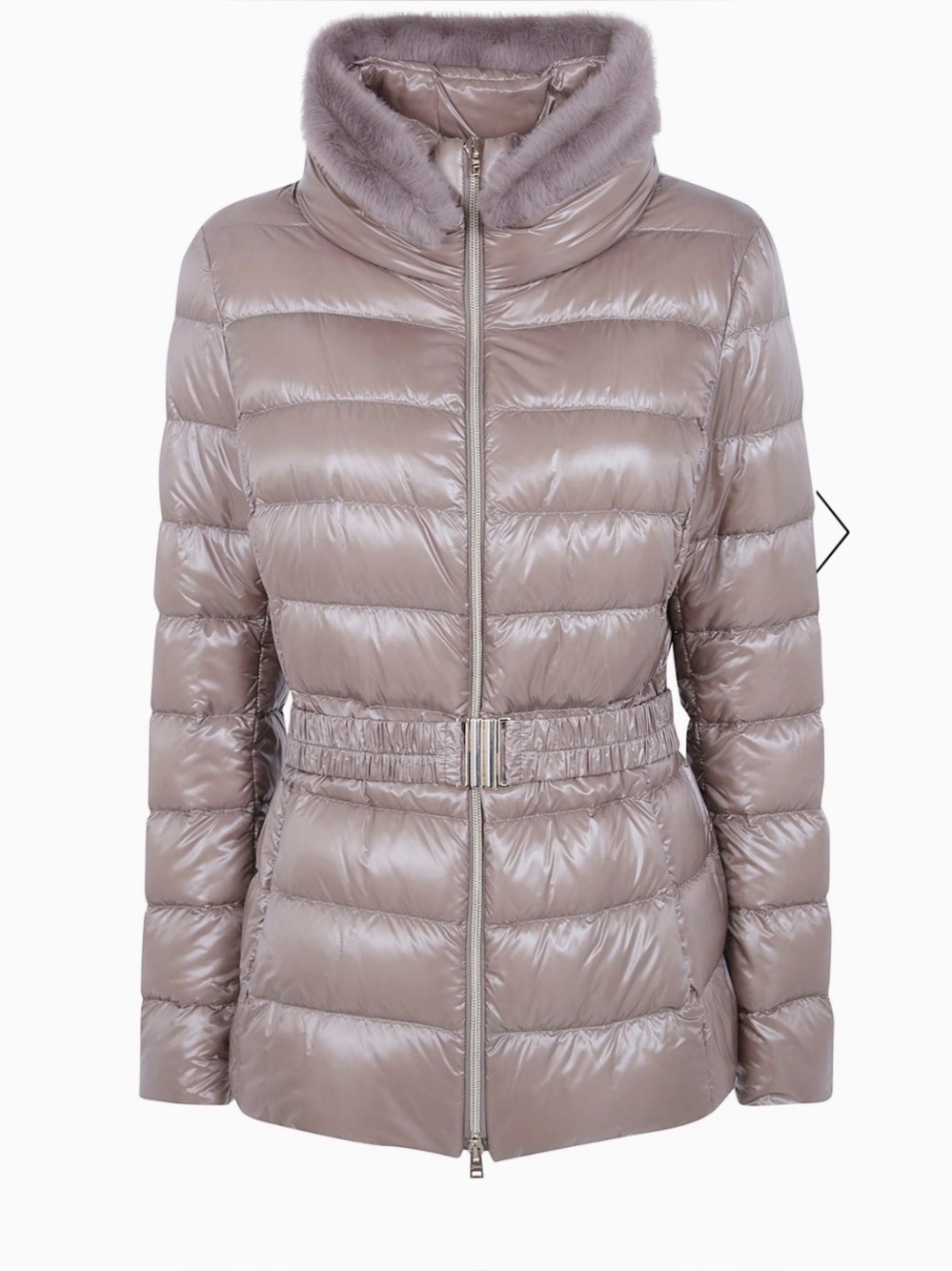 Herno Claudia Iconico Fur Collar Puffer Jacket Gray Size 40